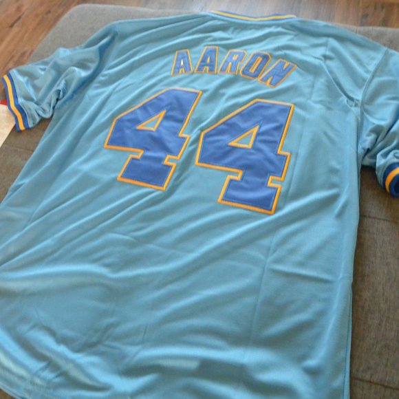 Brand NEW Milwaukee Brewers #44 Hank Aaron Jersey Size Men's X-Large - Picture 10 of 10